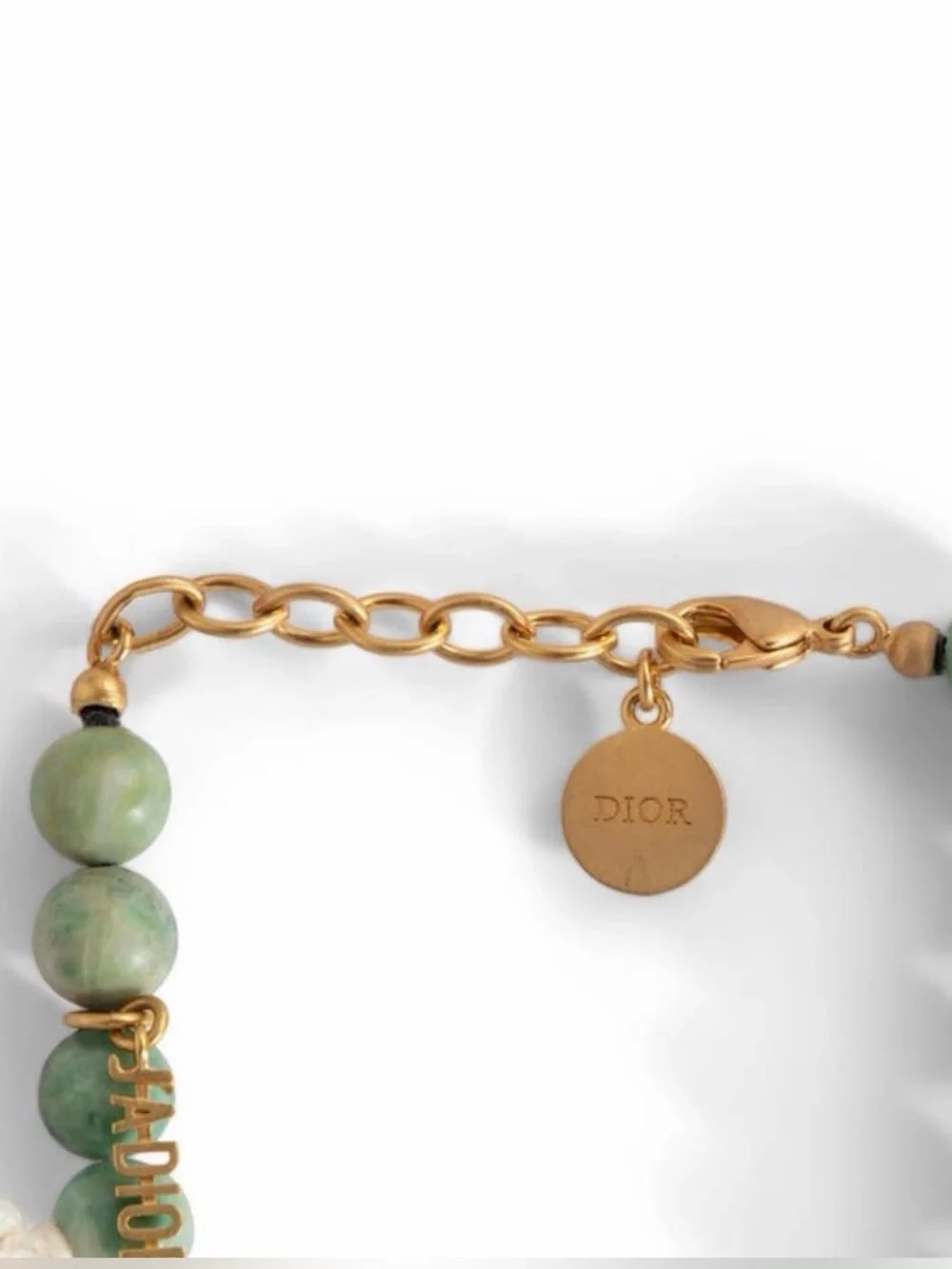 Christian Dior green Diorgarden Jasper Beads Wrap Bracelet / Choker Necklace